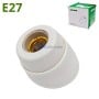 Douille rosace murale inclinée blanche type E27 avec emballage vert et blanc.