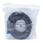 كابل HDMI أسود ملفوف في كيس بلاستيكي شفاف مع ملصق يحمل معلومات الطول والدقة