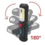 Lampe de travail LED noire avec bouton rouge, pivotant à 180 degrés, mode baladeuse