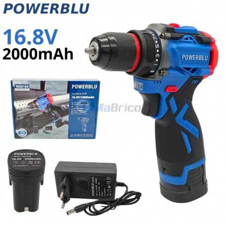 Visseuse dévisseuse sans fil sans charbon 16.8V 2 batteries 2Ah 45 N.m POWERBLU | YAE6160