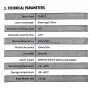Tableau des paramètres techniques du niveau laser professionnel avec précision, alimentation et températures d'utilisation