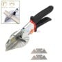 Pince coupe multi-angles avec règle graduée et trois lames de rechange, poignées noires ergonomiques.