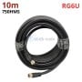 MaBricole | نعمة نور | Accessoires d'électricité | Câble coaxial RG6U 75 Ohms avec connecteurs F vissés 10 mètres compatible avec Smart TV et TV Pro NAMA NOOR