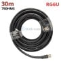 كابل محوري RG6U ‏75 أوم مع موصلات لولبية نوع أنثى طول 30 متر متوافق مع التلفاز والتلفاز الذكي نعمة نور