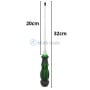 Tournevis américain à frapper avec manche noir et vert, dimensions 32 cm au total, tige 20 cm.