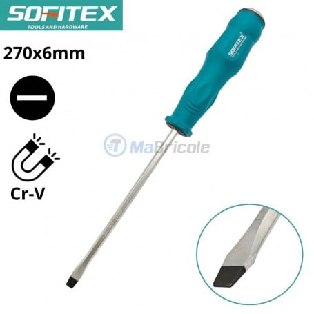 MaBricole | SOMAFIX | Tournevis | Tournevis plat à frappé magnétique 270×6mm en chrome vanadium SOFITEX | 182483
