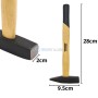 Marteau d'ingénieur avec manche en bois, dimensions indiquées, manche partiellement peint en noir.