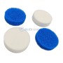 Quatre tampons de nettoyage ronds bleus et blancs pour perceuse ou visseuse