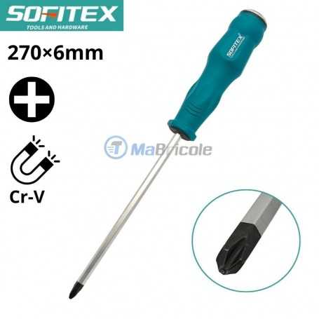 MaBricole | SOFITEX | Tournevis | Tournevis américain à frappé magnétique 270×6mm en chrome vanadium SOFITEX | 182482