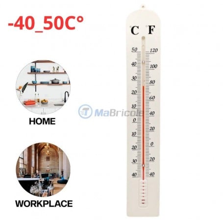 محرار جداري كلاسيكي، من -40 إلى +50 درجة مئوية (-40 إلى +120 درجة فهرنهايت) 39 سم مصنوع من البلاستيك