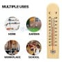 Thermomètre mural en bois avec échelle en degrés Celsius et Fahrenheit, usage intérieur et extérieur.