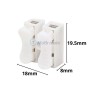 Connecteur rapide blanc à 2 broches avec dimensions 19,5 mm de haut, 18 mm de large et 8 mm de profondeur