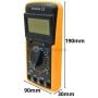 Multimètre digital DT9205A avec écran LCD, molette de sélection et dimensions 190x90x30 mm