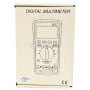 Boîte beige avec dessin en noir d'un multimètre digital avec écran LCD et bouton de réglage central