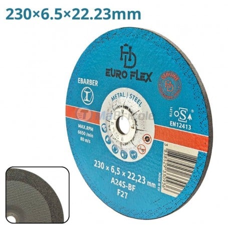 قرص تجليخ للمعادن، أبعاده 230 × 6.5 × 22.23 مم، أقصى سرعة دوران 6650 م/دقيقة، A42S-BF F27 أش دي برو