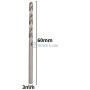 Mèche en acier HSS de 3 mm de diamètre et 60 mm de longueur