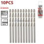 Lot de 10 mèches en acier inoxydable haute vitesse HSS de 3,5 mm pour métal