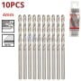 Dix mèches acier inoxydable HSS de 4 mm pour métal avec leur boîtier transparent