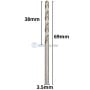 Mèche en acier inoxydable HSS de 3,5 mm de diamètre et 69 mm de longueur avec spiralée de 38 mm.