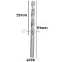 Mèche en acier haute vitesse inoxydable de 6 mm de diamètre et 91 mm de longueur.