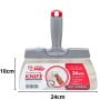 Couteau à plâtrer en acier inoxydable 24 cm avec manche gris et rouge, spécifié avec dimensions 24x10 cm.