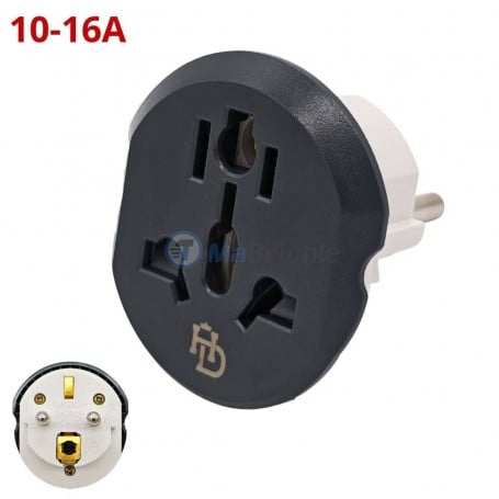 MaBricole | HD PRO | Interrupteur et prise | Adaptateur prise électrique universelle 10-16A HD PRO