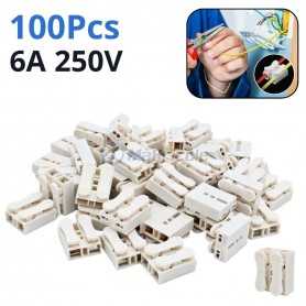 Lot de 200 connecteurs rapides à 2 broches pour câbles électriques 240 V 6A, en plastique