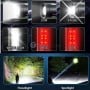 Exemples des six modes de la lampe torche LED HD PRO HD-618 avec faisceaux floodlight et spotlight