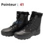 Paire de godasses de sécurité noires avec embout antichoc, laçage et fermeture éclair latérale, pointure 41