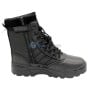 Chaussure de sécurité noire avec laçage et fermeture éclair latérale, semelle crantée
