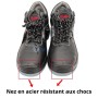 Paire de chaussures de travail noires HD PRO taille 43 avec nez en acier résistant aux chocs