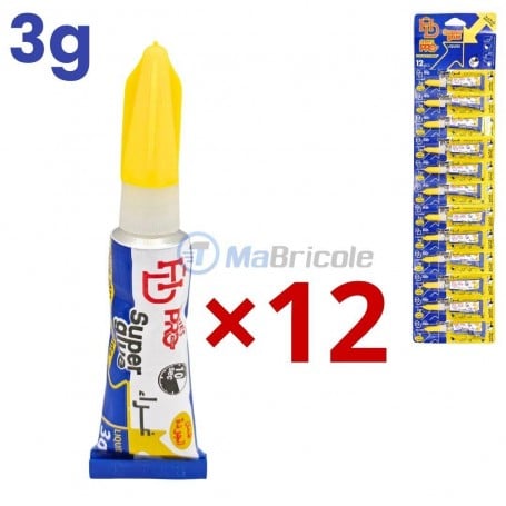 MaBricole | HD PRO | Fixation | Ensemble de 12 colle rapide super glue 3g HD PRO
