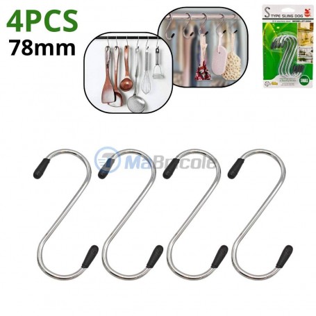 Ensemble de 4 crochets en forme de S en acier inoxydable 78mm ZHENGTU | ZT-2094