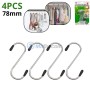 Ensemble de 4 crochets en forme de S en acier inoxydable 78mm ZHENGTU | ZT-2094