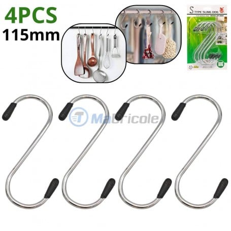 Ensemble de 4 crochets en forme de S en acier inoxydable 115mm ZHENGTU | ZT-3064