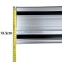 Rail de guidage en aluminium avec deux bandes noires, mesure d'environ 18,5 cm de largeur