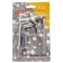 Soufflette pistolet à air en aluminium dans un emballage plastique transparent avec une buse supplémentaire.