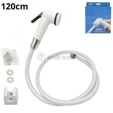 MaBricole | | Plomberie et chauffage | Douchette de toilette 120cm raccords 1/2" 15/21mm Blanche DIMEI | BW-4