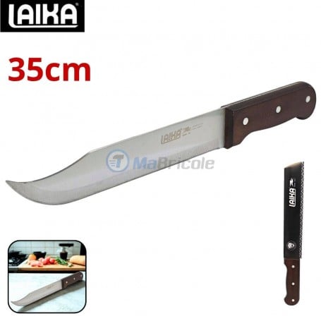 MaBricole | LAIKA | Outils de découpe | Couteau en acier inoxydable longueur 350mm largeur 40mm manche en bois LAIKA | 4146-40-355