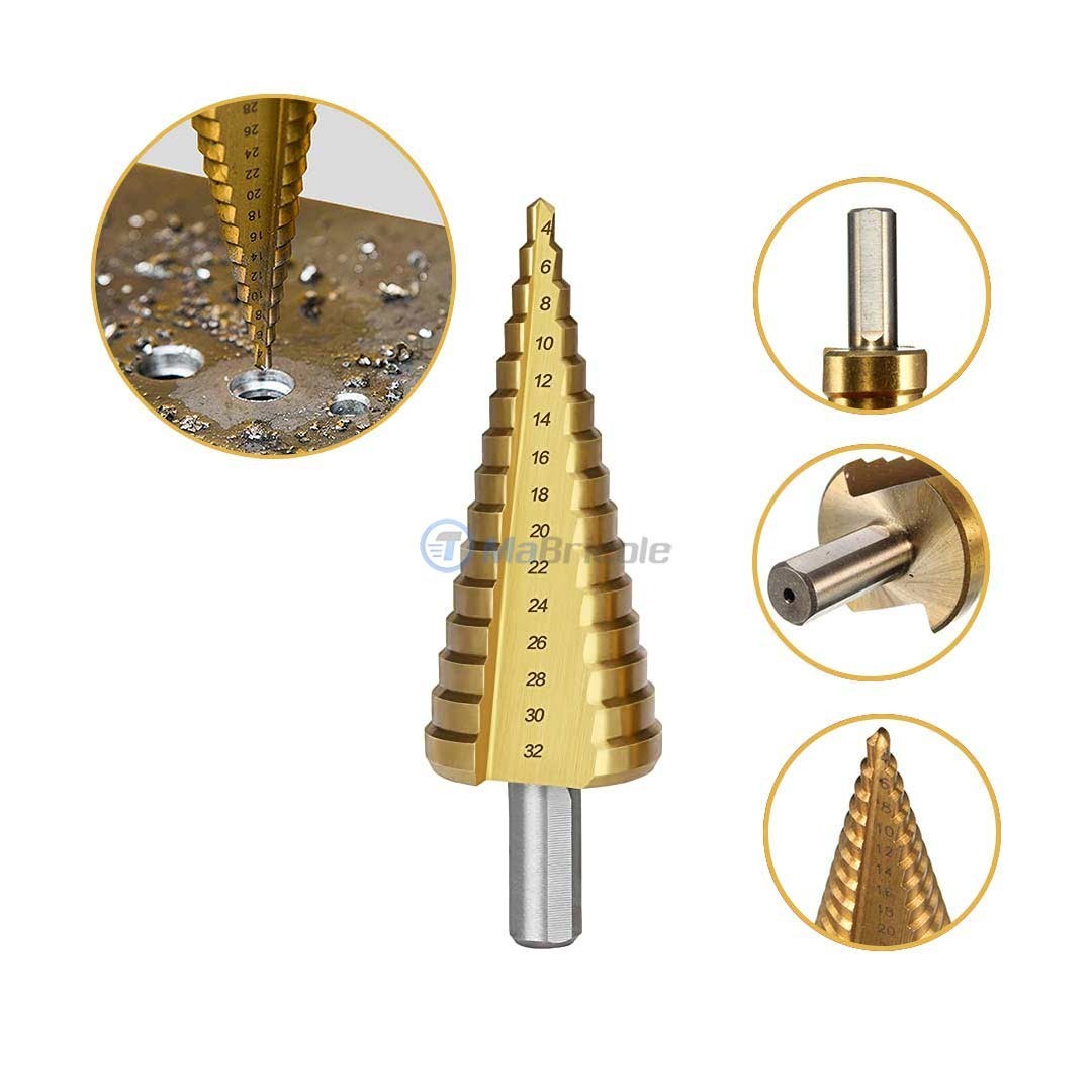 Foret Conique Fartools - Diamètre 4 à 32 Mm - Pour Perçage Progressif Dans Le Bois/Métal - Tige Cylindrique