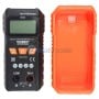 Multimètre numérique VEIBER noir avec écran et boutons, à côté d'une coque de protection orange.