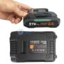 Batterie rechargeable 21V 2.0Ah de marque VEIBER, avec indicateur de charge et poignée tenant la batterie