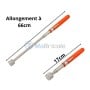 Outil de ramassage magnétique avec manche extensible de 17 cm à 66 cm, poignée orange.