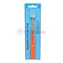 Outil de ramassage magnétique extensible avec manche orange sur emballage bleu