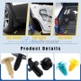Exemples d'utilisations de clips de fixation en plastique pour carrosserie de voiture avec photos des différents types de clips.