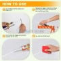Instructions en quatre étapes pour utiliser un pistolet à silicone avec cadre plastique.
