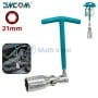 Clé à bougie d'allumage 21mm en chrome vanadium poignée en T ENCOM |AG1021