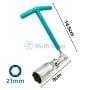 Clé à bougie d'allumage 21mm en chrome vanadium poignée en T ENCOM |AG1021