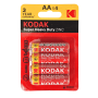 Pack de 4 piles AA 1,5V KODAK Super Heavy Duty Zinc avec garantie de 3 ans