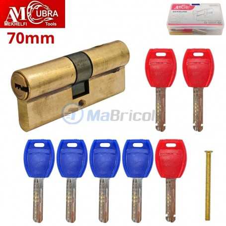 MaBricole | CUBRA TOOLS | Cylindre | Cylindre antivol pour serrure d'entrée 70×32 mm avec 7 clés en laiton CUBRA TOOLS